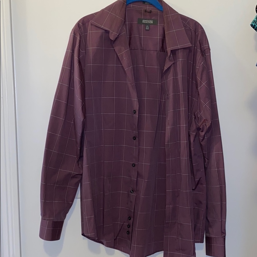 Kenneth Cole Button Down Dark Mauve 16 1/2 Large - image 1